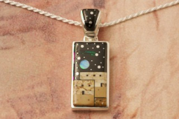Calvin Begay Starry Night in the Pueblo Sterling Silver Pendant